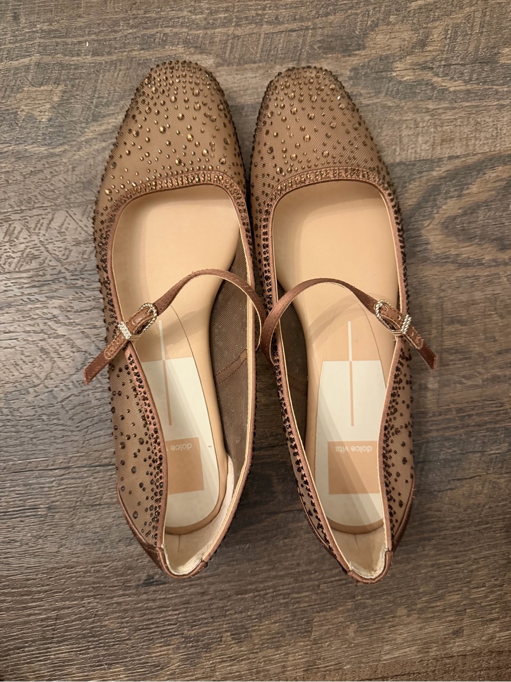 Dolce Vita Tan Studded Mary Jane Flats